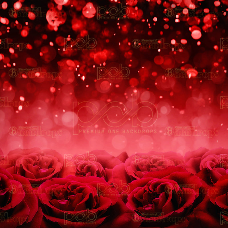 premium one pillowcover backdrops-Red Rose Sparkle