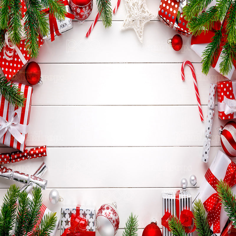 premium one pillowcover backdrops-Red White and Green Christmas