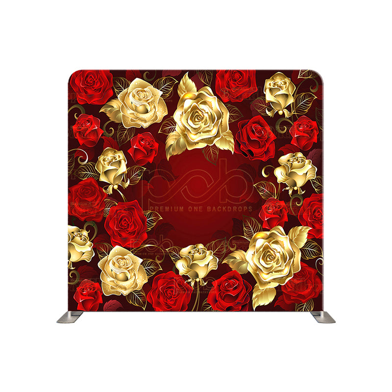 premium one pillowcover backdrops-Red and gold roses