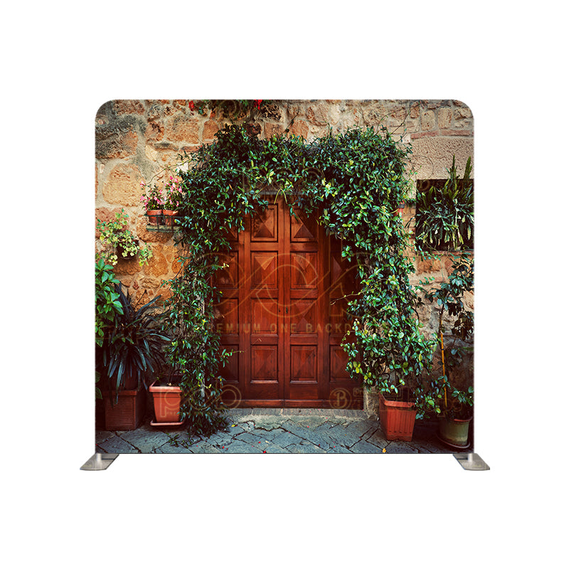 premium one pillowcover backdrops-Retro wooden door