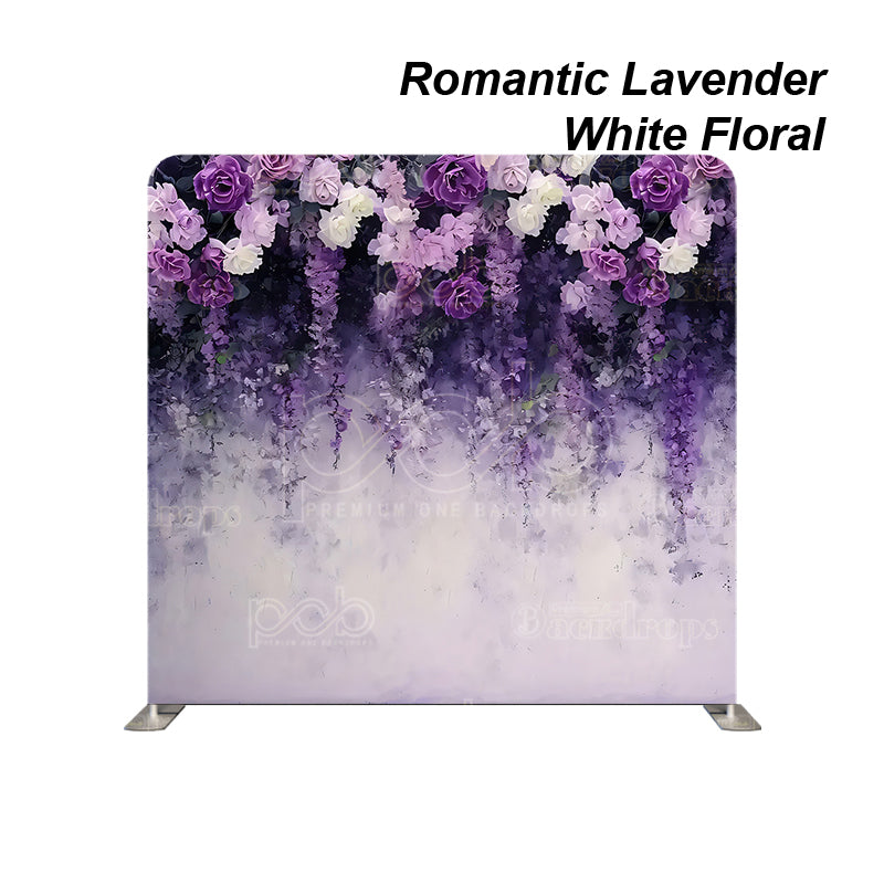 premium one pillow cover backdrops-Romantic Lavender White Floral backdrop