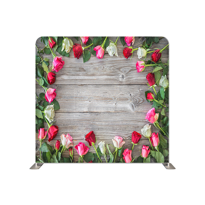 premium one pillowcover backdrops-Roses around wood