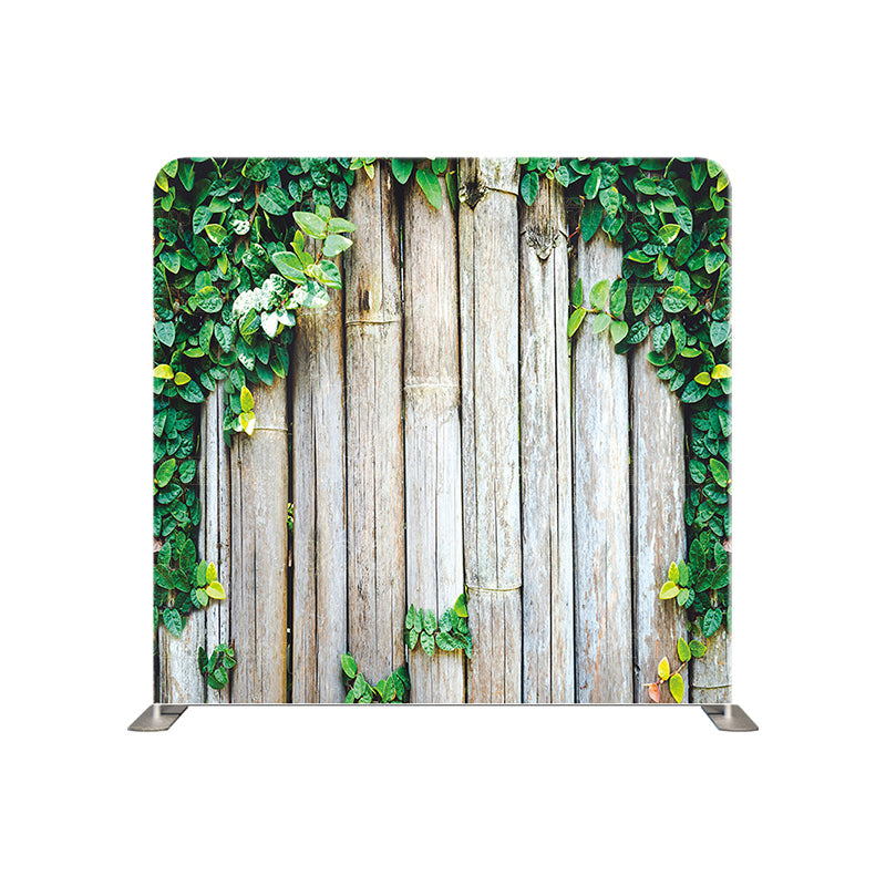 premium one pillow cover backdrops-Round Greenery Wood