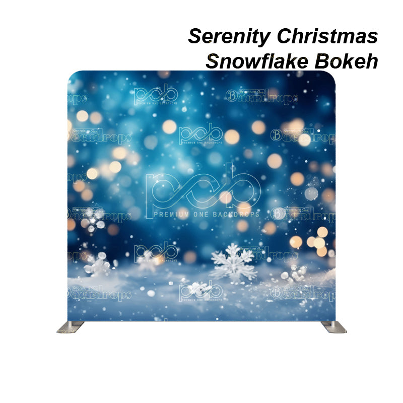 premium one pillowcover backdrops-Serenity Christmas Snowflake Bokeh