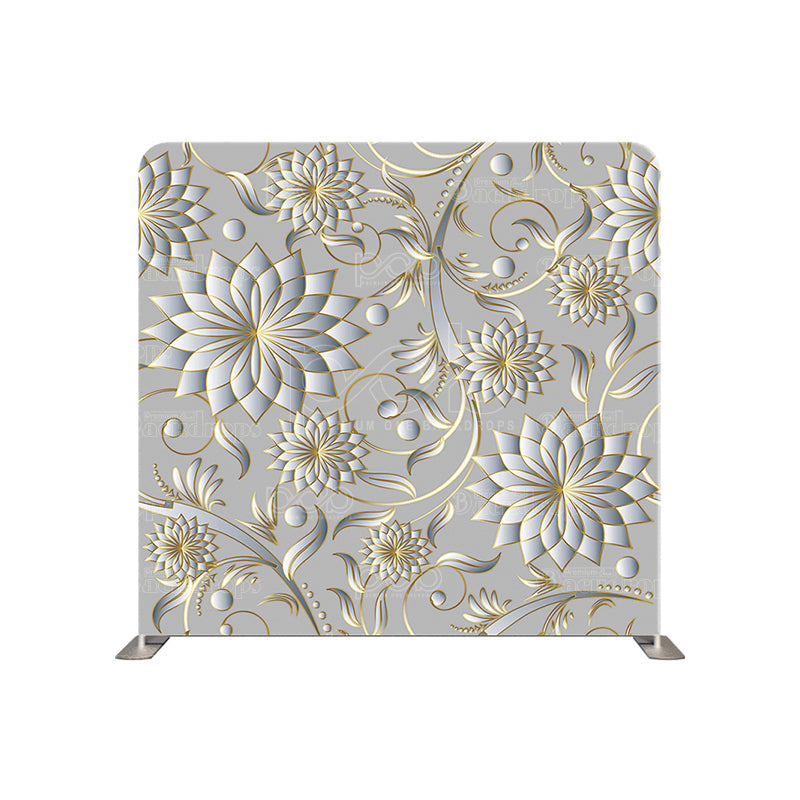 premium one pillowcover backdrops-Silver Gold Flowers