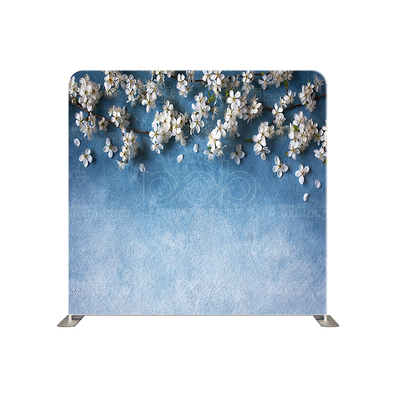 premium one pillow cover backdrops-Sky blue with white flowers