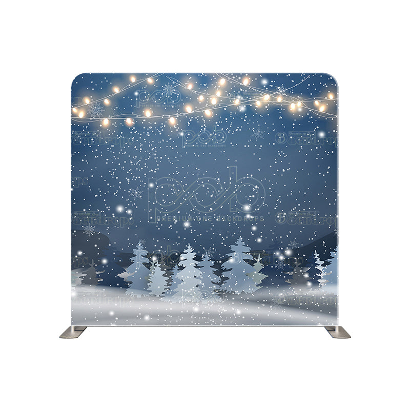 premium one pillow cover backdrops-Snowy Night Lights Holiday