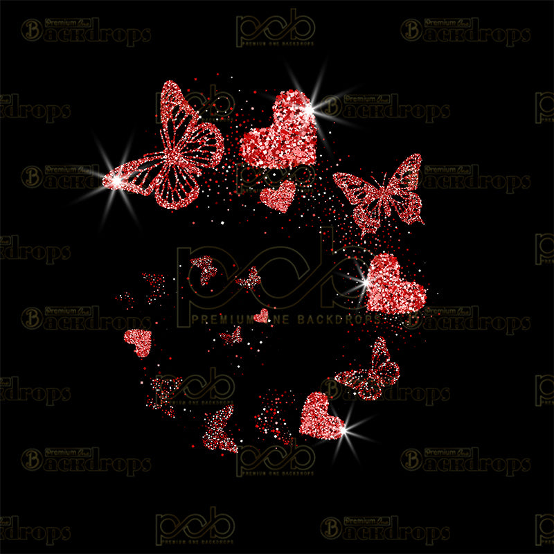 premium one pillowcover backdrops-Sparkly Butterfly Heart