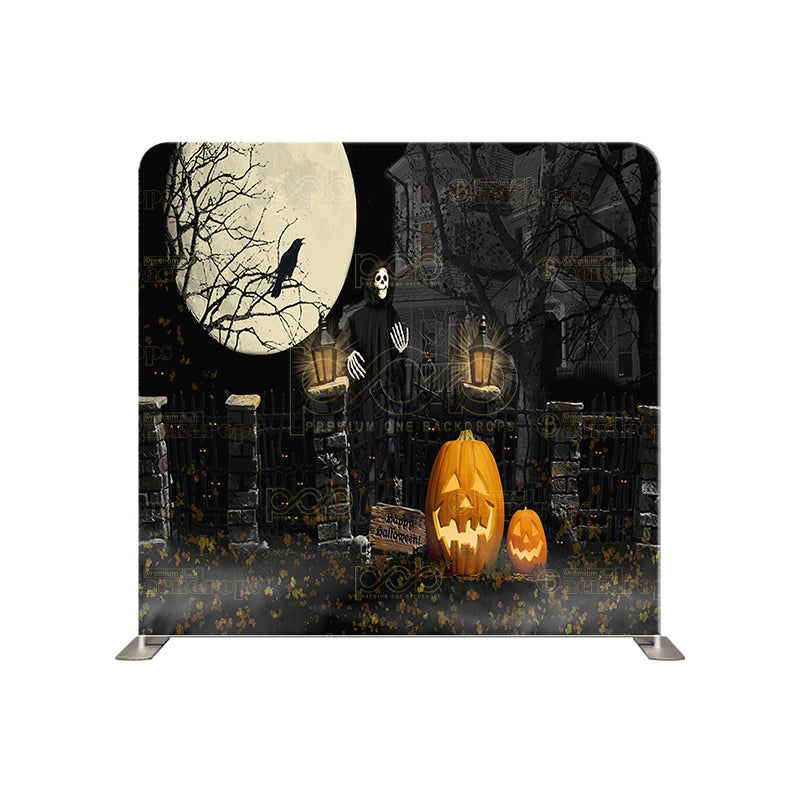 premium one pillow cover backdrops-Halloween Spooky Castle Gate