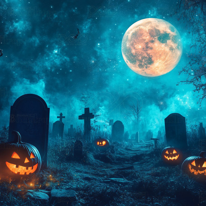 premium one pillowcover backdrops-spooky graveyard