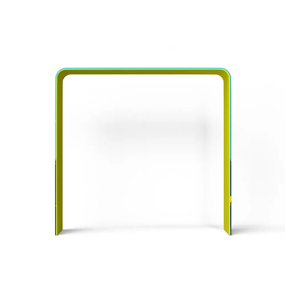 Front view of a square arch display showing its wide rectangular opening and rounded upper corners