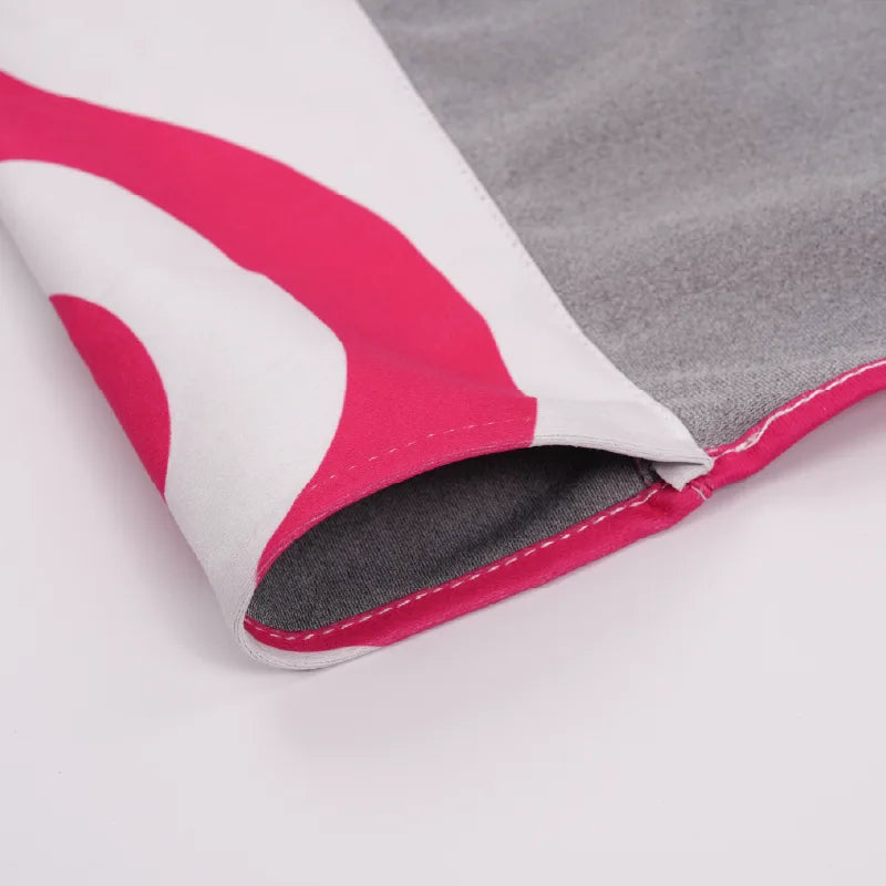 Top and bottom pole pocket detail on printed step and repeat banner fabric
