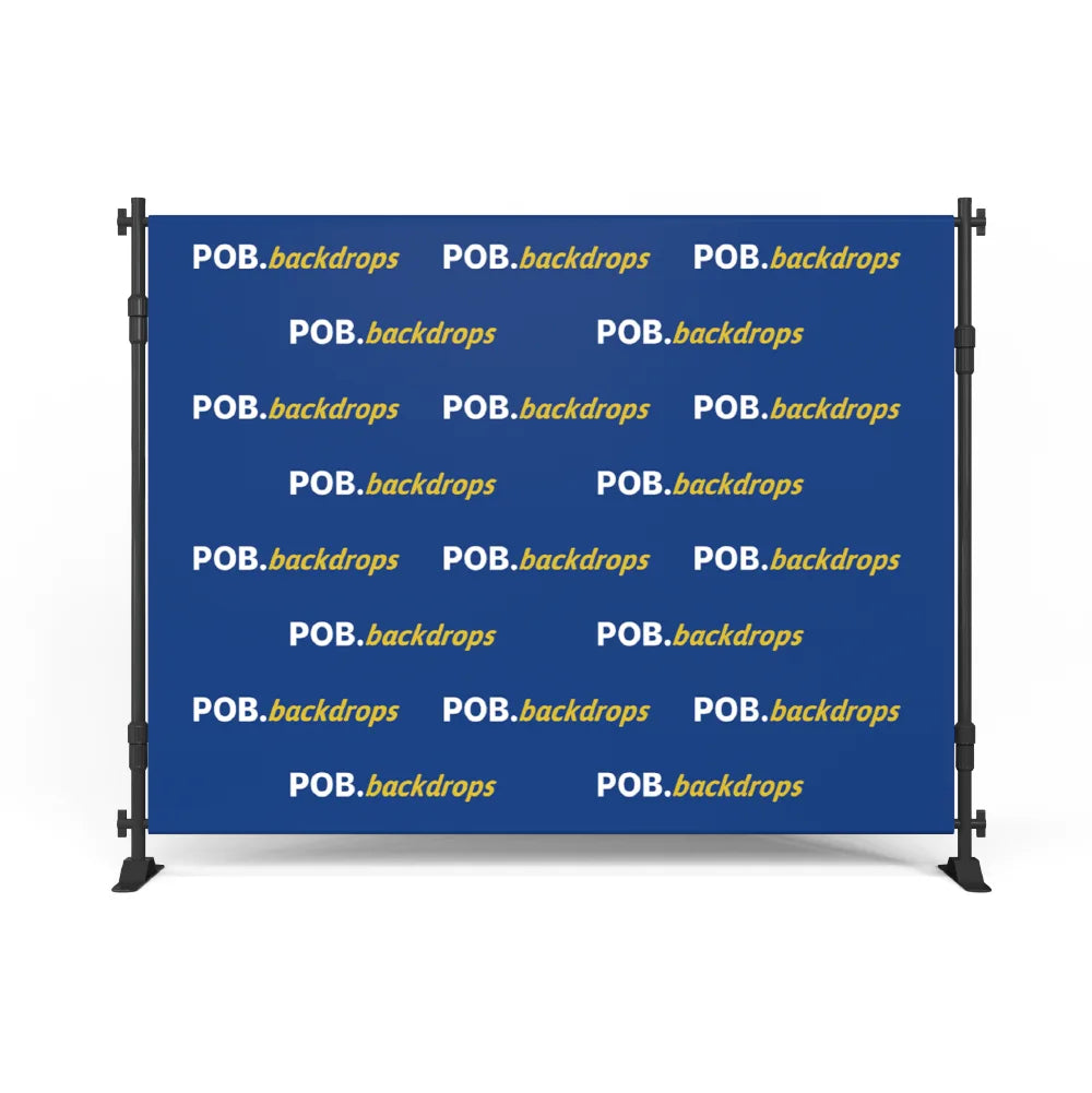 Front view of 10ft step and repeat banner with custom printed logo backdrop