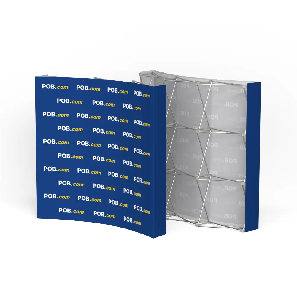 Step and repeat pop up display rear structure with aluminum frame details