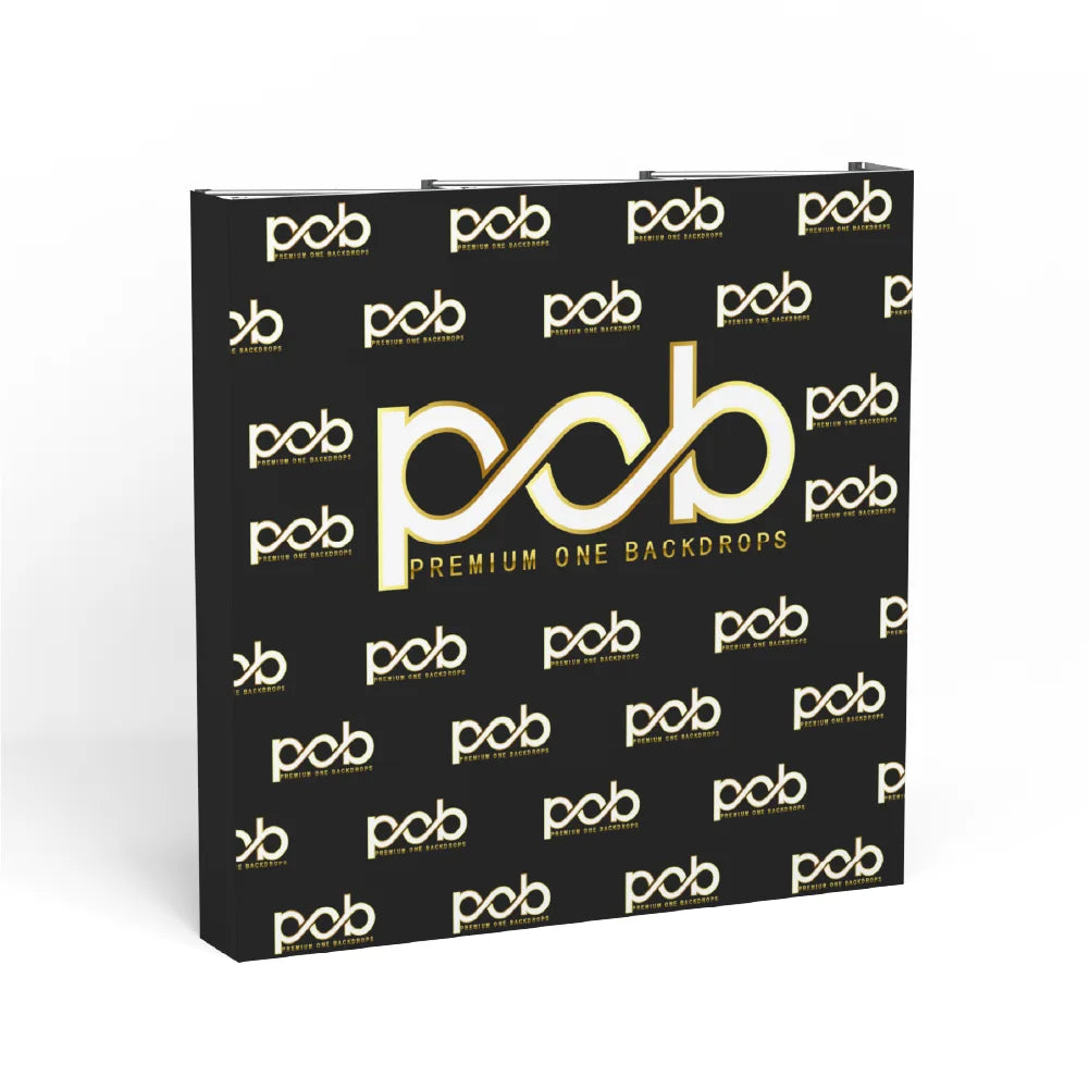 Straight pop up backdrop display right side view with portable frame structure