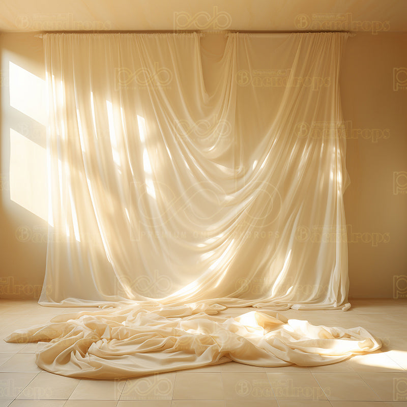 premium one pillowcover backdrops-Sunlit Creamy Drapery-1