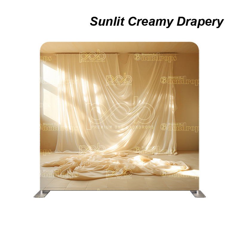 premium one pillowcover backdrops-Sunlit Creamy Drapery