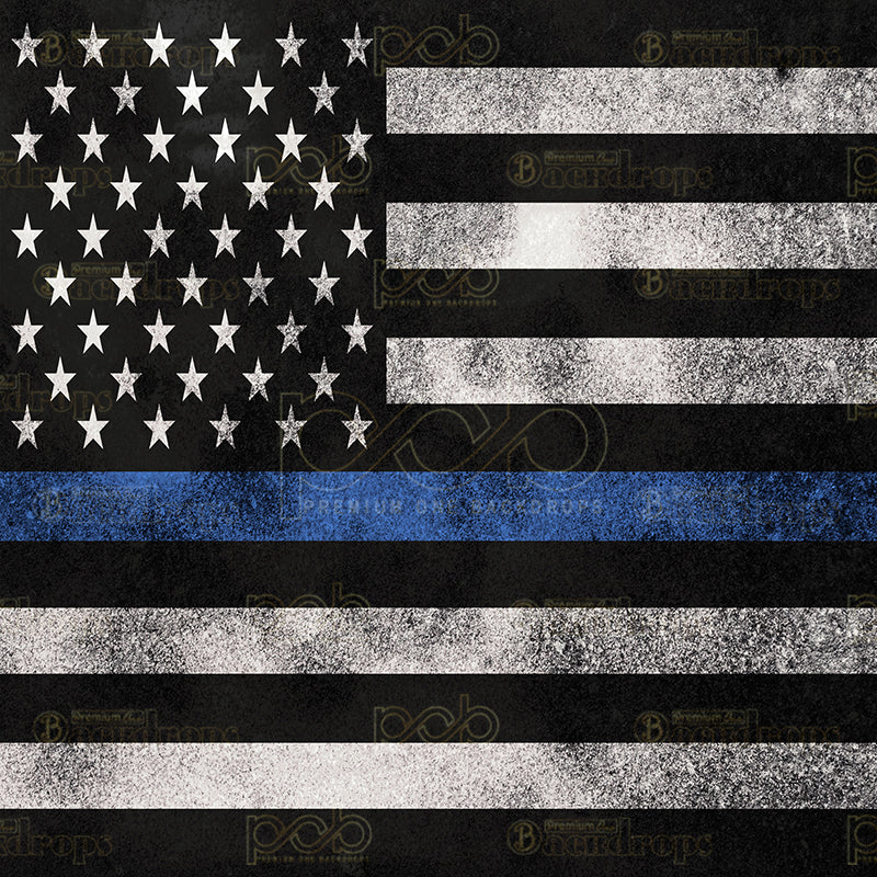 premium one pillowcover backdrops-Thin Blue Line Flag