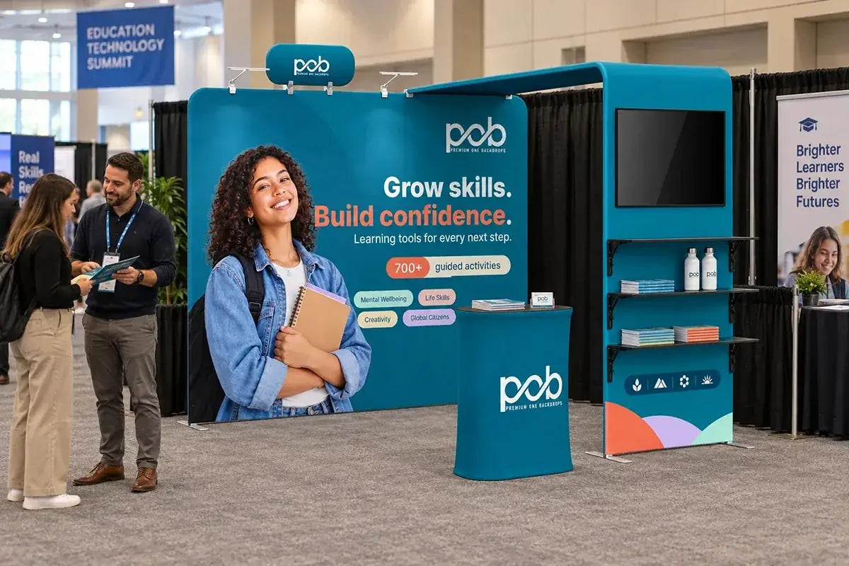10x10 trade show booth display used at indoor exhibition and business event