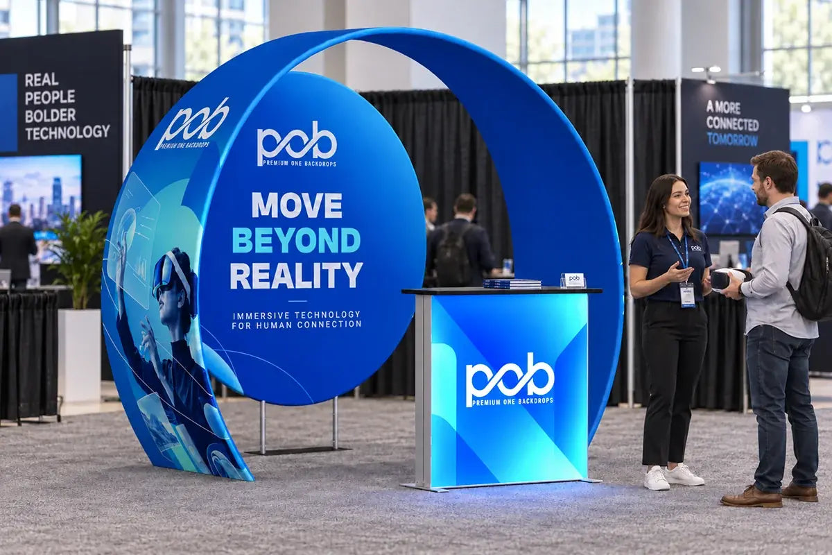 10x10 trade show booth kit used at indoor exhibition event