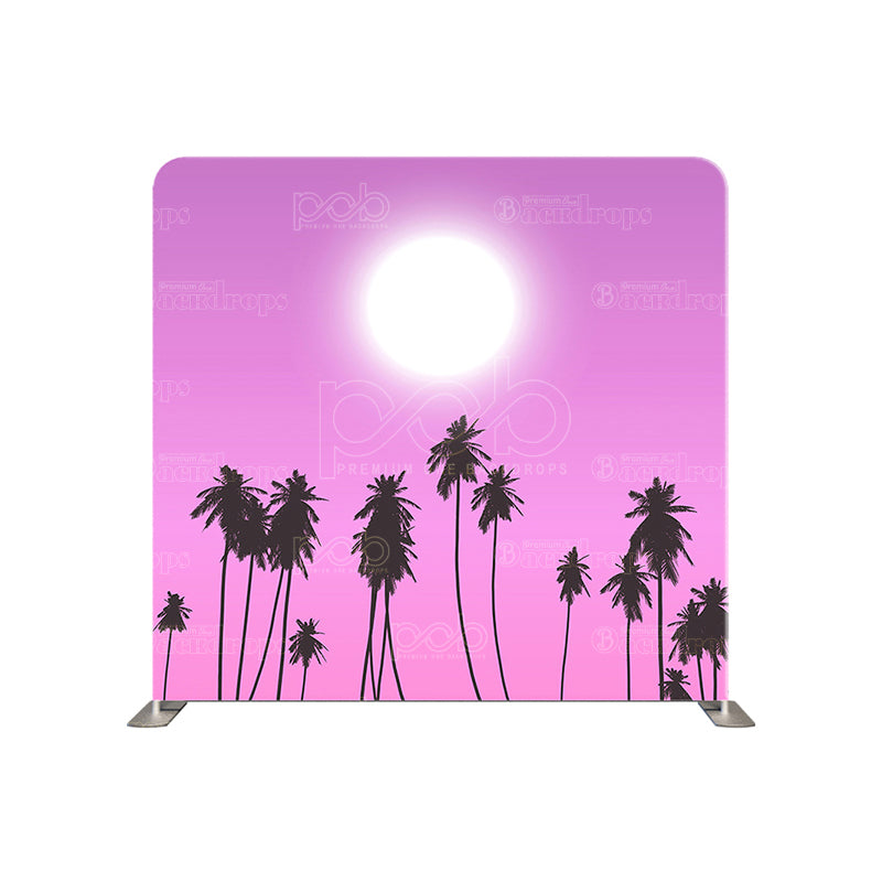 premium one pillowcover backdrops-Tropical Sunset Palmscape