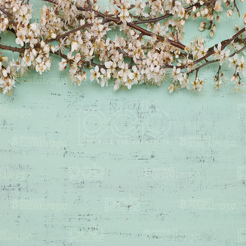 premium one pillowcover backdrops-Turquoise Flower