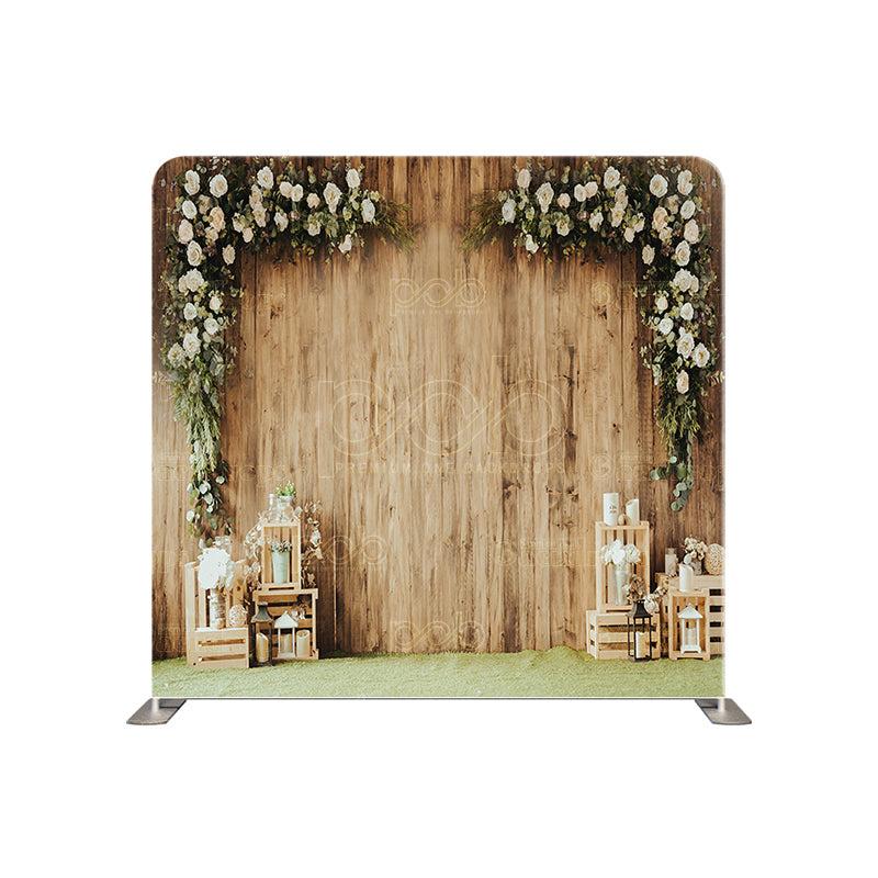 premium one pillow cover backdrops-Two way wood with flowers