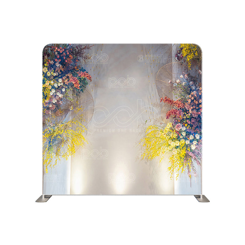 premium one pillow cover backdrops-Vibrant Flowers Curtain Drape