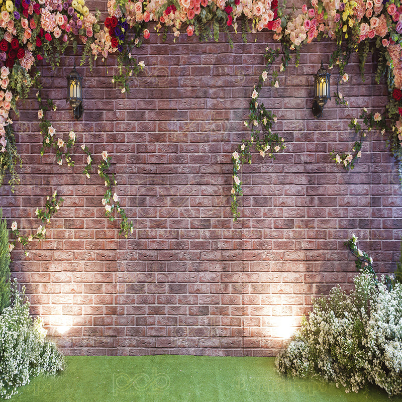 premium one pillowcover backdrops-Wedding Brick Wall