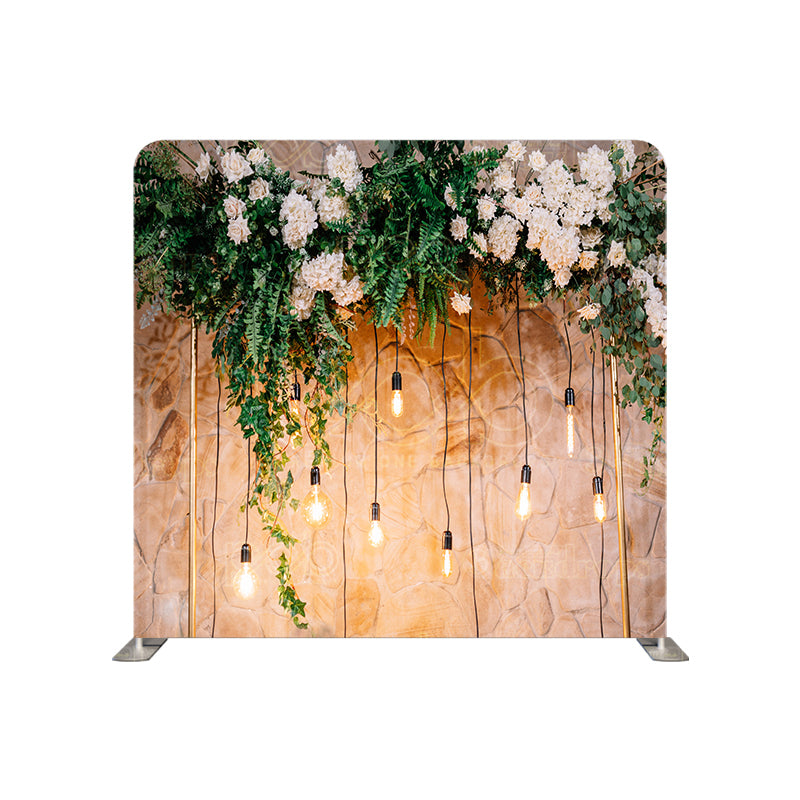 premium one pillowcover backdrops-Wedding wall with lamps