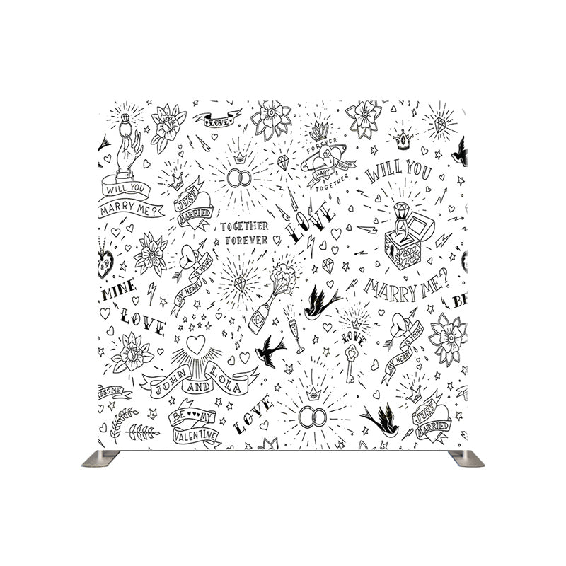 premium one pillow cover backdrops-White And Black Love