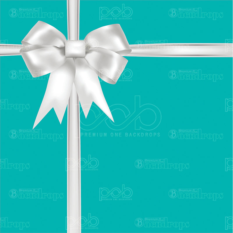 premium one pillowcover backdrops-White Bow And Green Background