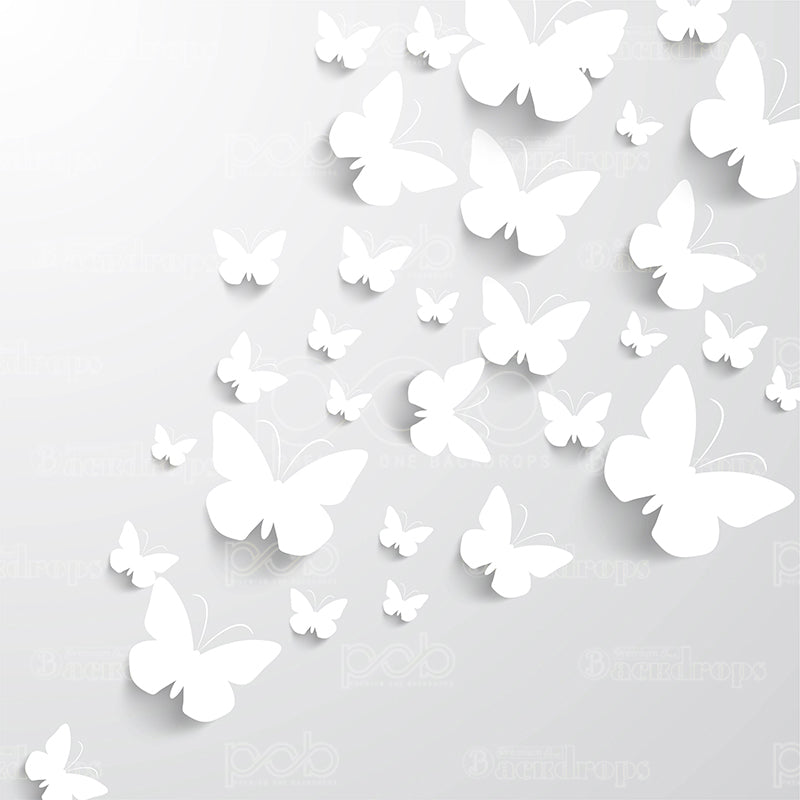 premium one pillowcover backdrops-White Butterflies