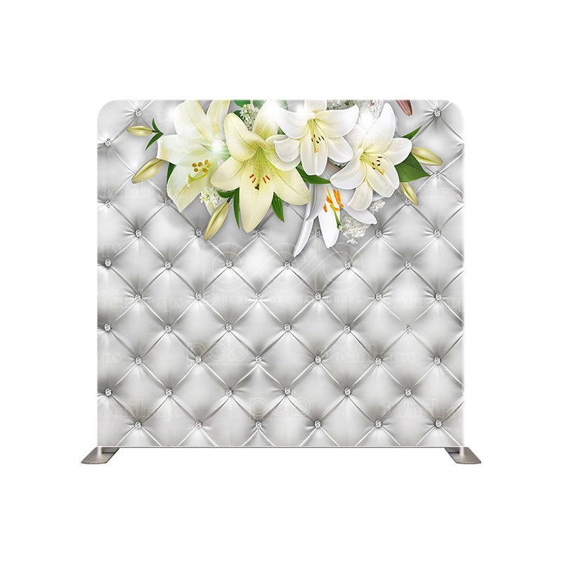 premium one pillow cover backdrops-White Leather Floral