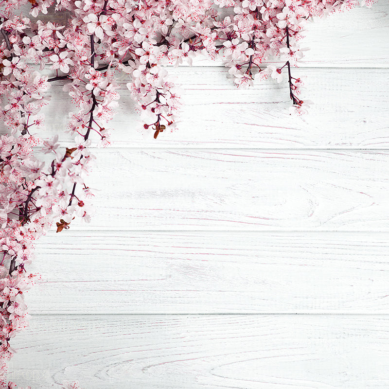 premium one pillowcover backdrops-White Panel Pink Flowers