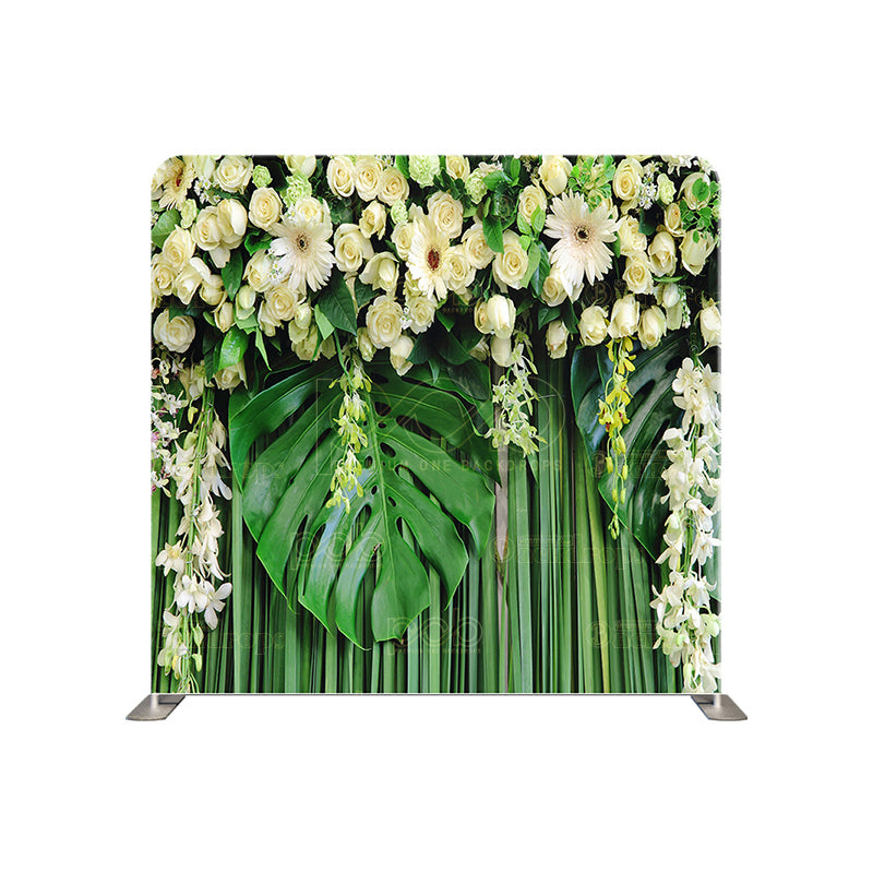 premium one pillow cover backdrops-White Rose Greenery