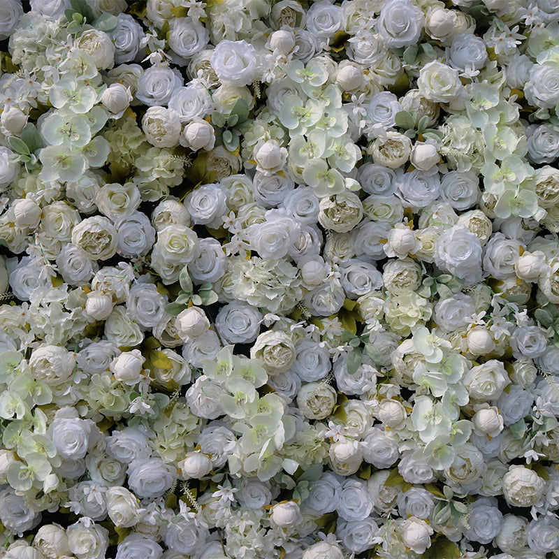 White Rose and Champagne Peonies Flower Wall