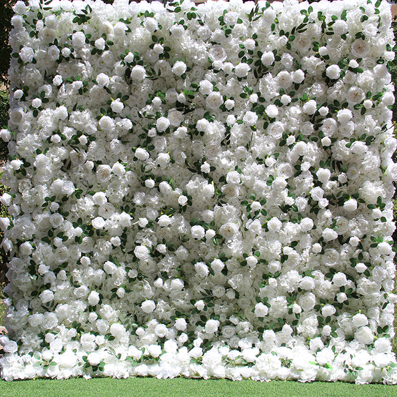 White Wild Rose Greenery Premium Flower Wall