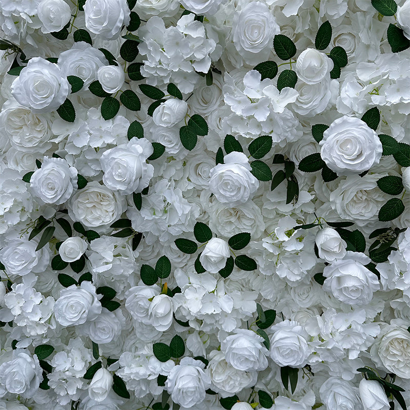 White Wild Rose Greenery Premium Flower Wall