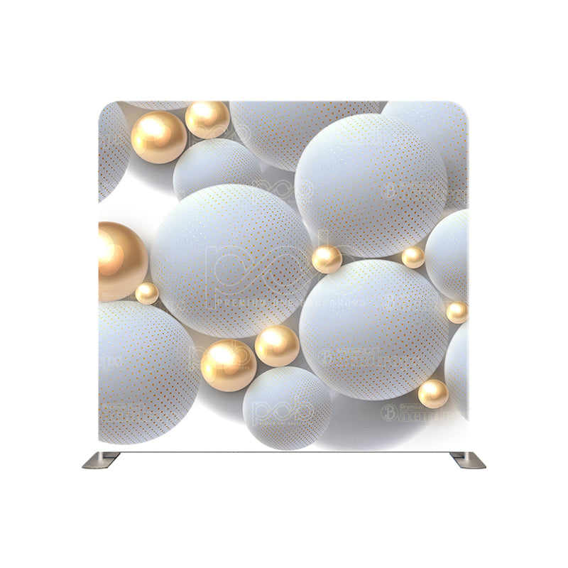 premium one pillow cover backdrops-White and Gold Circular Balls