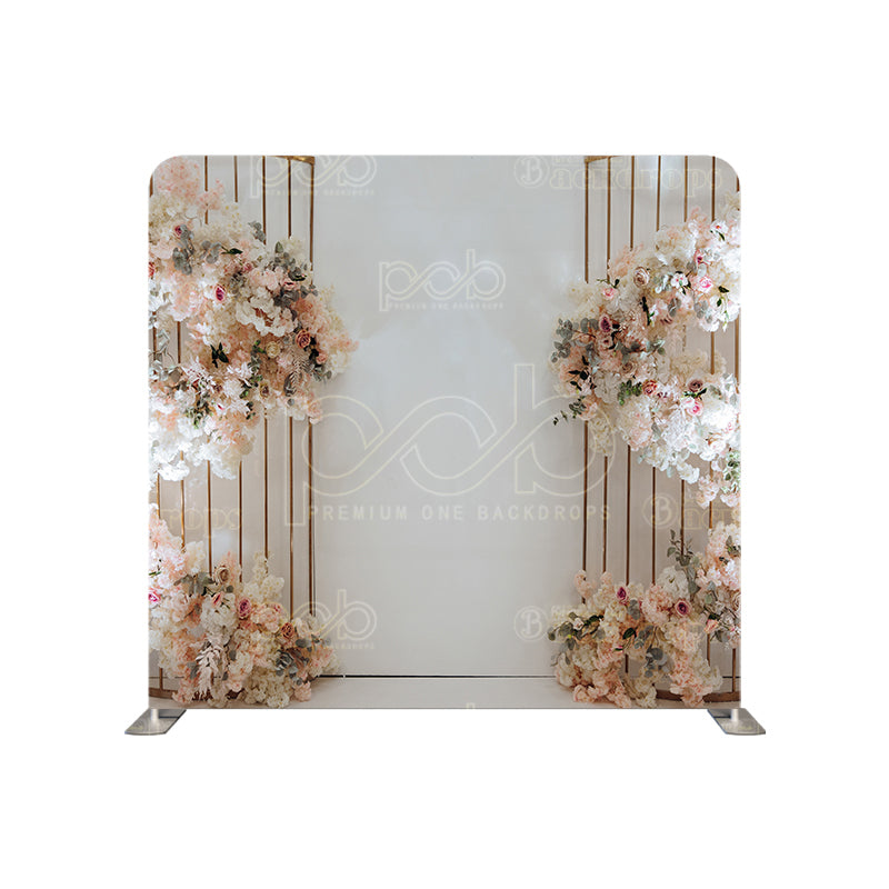 premium one pillowcover backdrops-White wall with spiral flowers