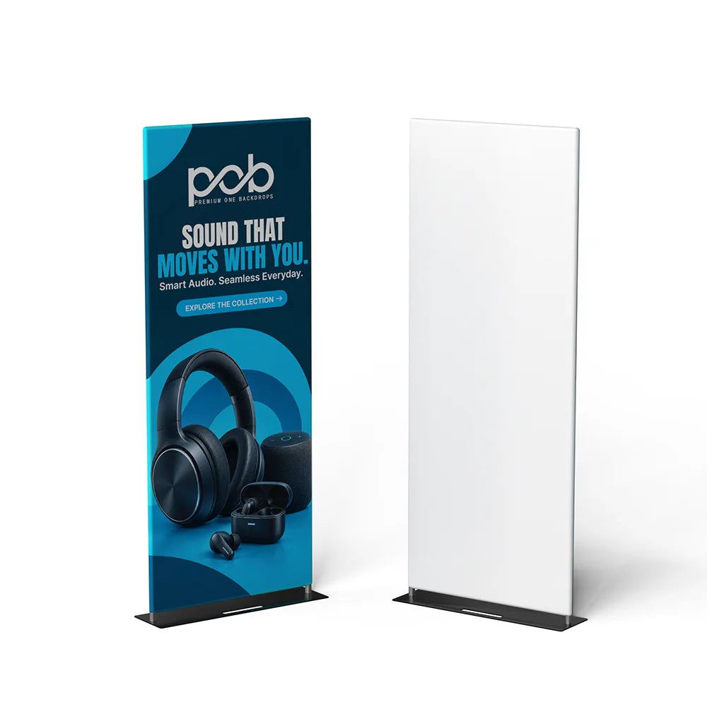 Single sided EZ banner stand with custom printed retractable graphic