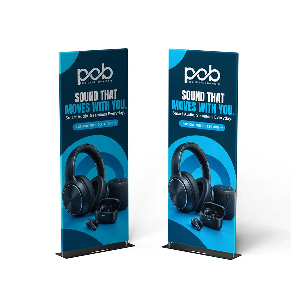Double sided EZ banner stand display for trade show and event branding