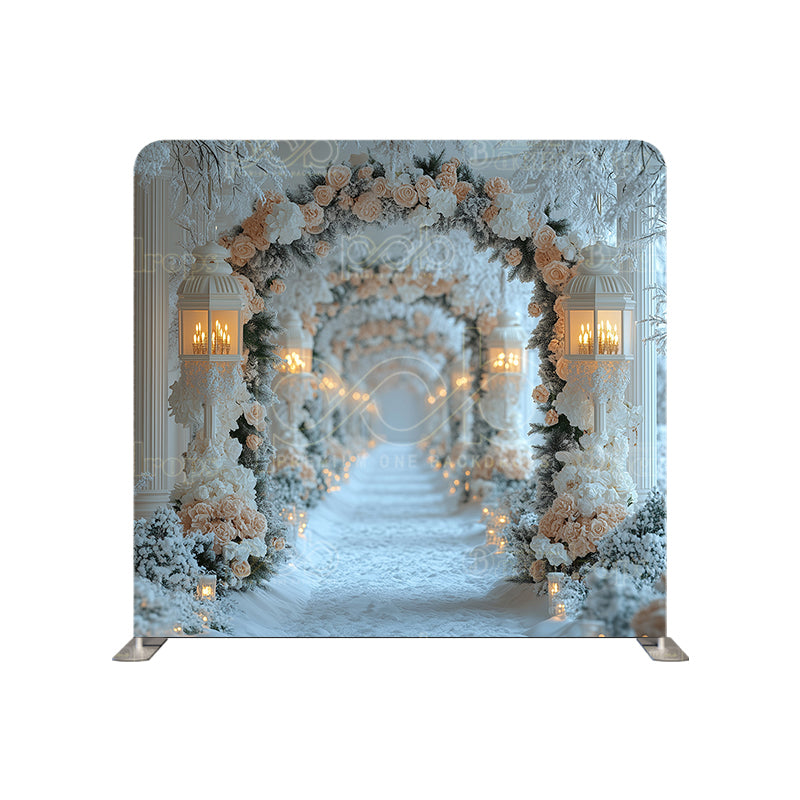 premium one pillowcover backdrops-Winter Flower Archway