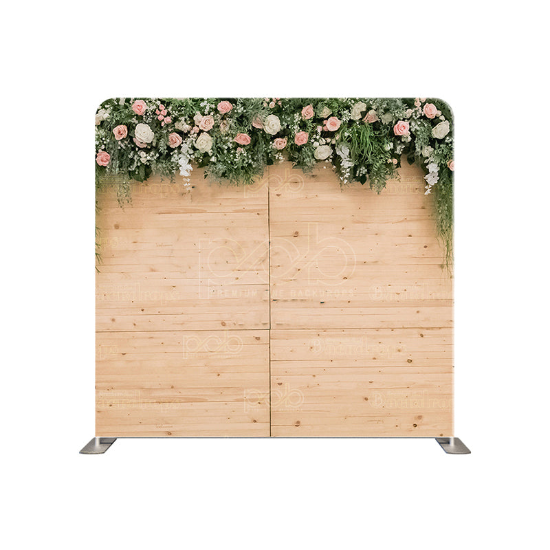 premium one pillow cover backdrops-Wood With Flower Wall