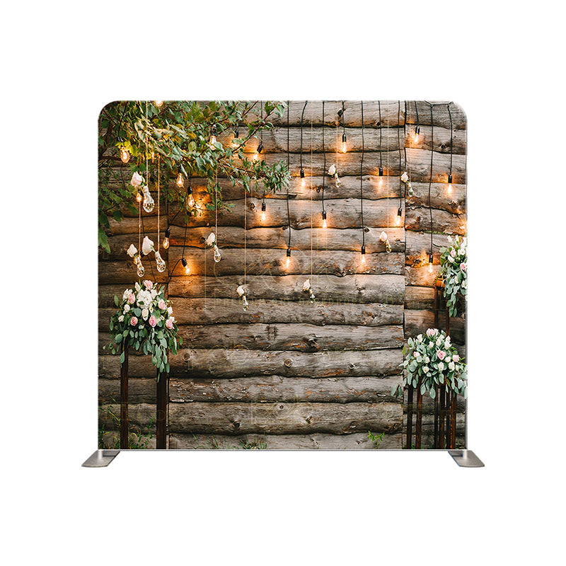 premium one pillow cover backdrops-Wood logs with lights