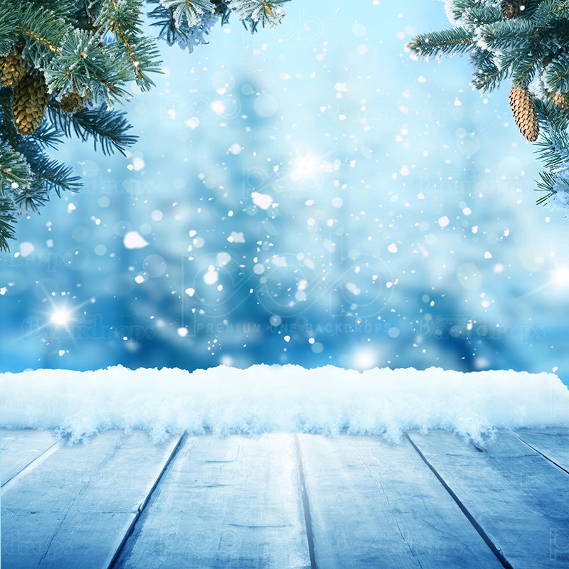 Pillow Cover Backdrop (Wooden floor in snow)