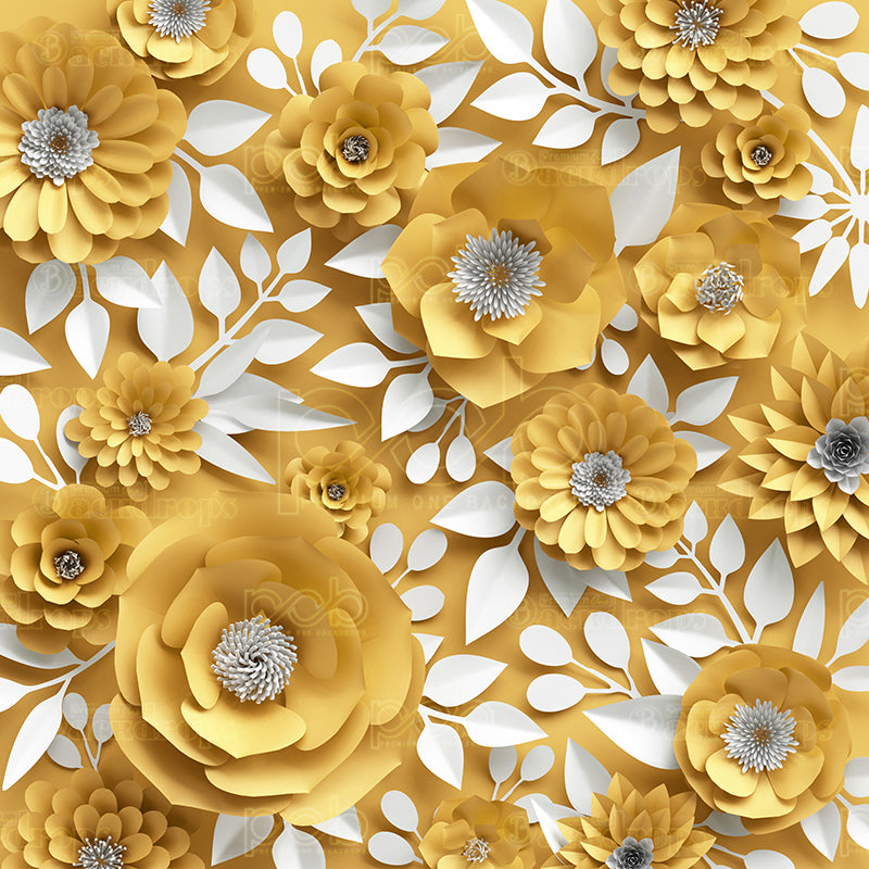 premium one pillowcover backdrops-Yellow Paper Flowers