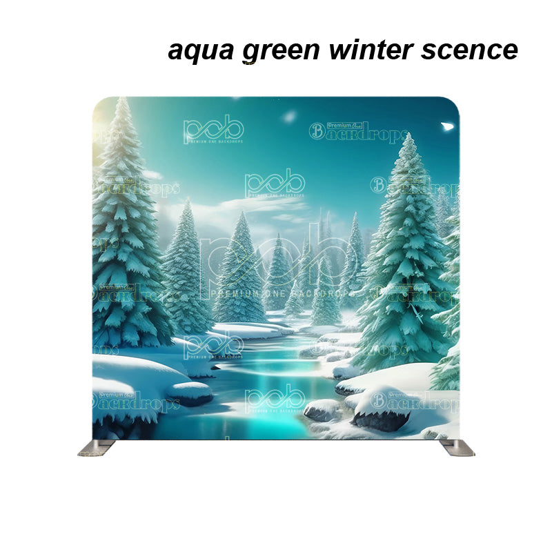 premium one pillowcover backdrops-aqua green winter scence