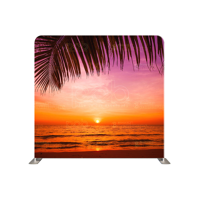 premium one pillowcover backdrops-beach sunset and Palm trees